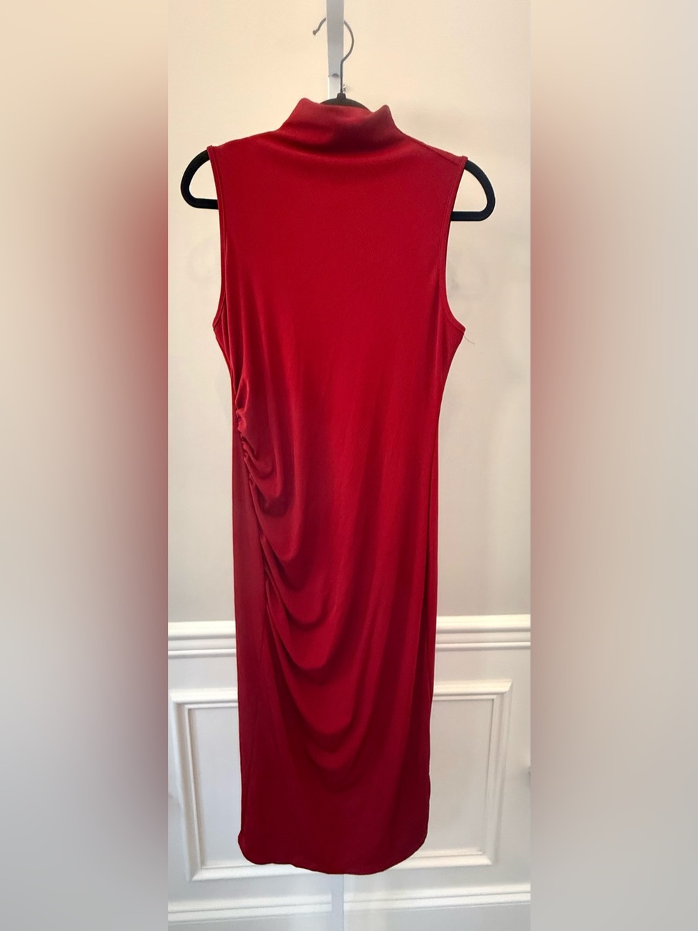 Cider Red Sleeveless Mock Neck Bodycon Maxi Dress Size L NWT